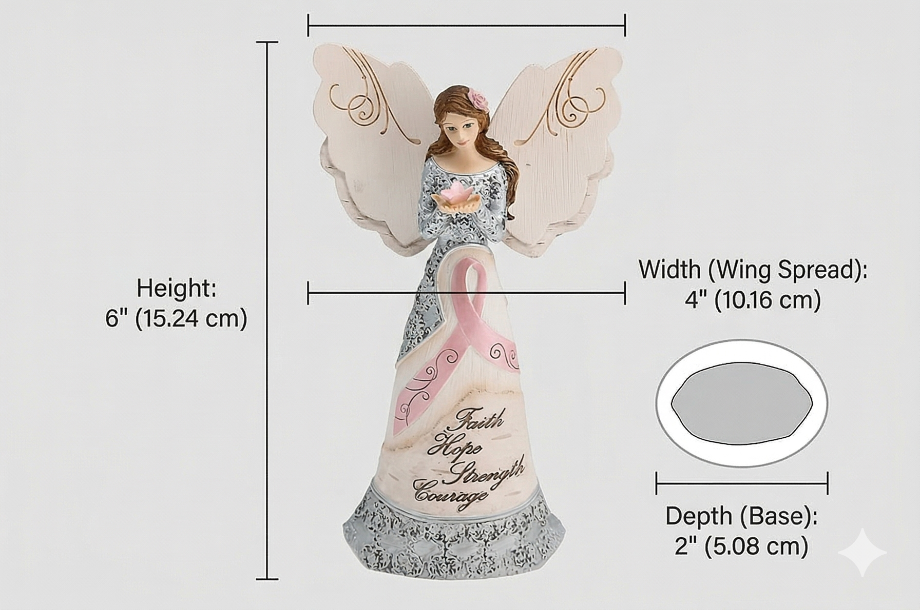 Pavilion Gift Company 82335 Survivor Angel Figurine, 6-1/2-Inch, Gray