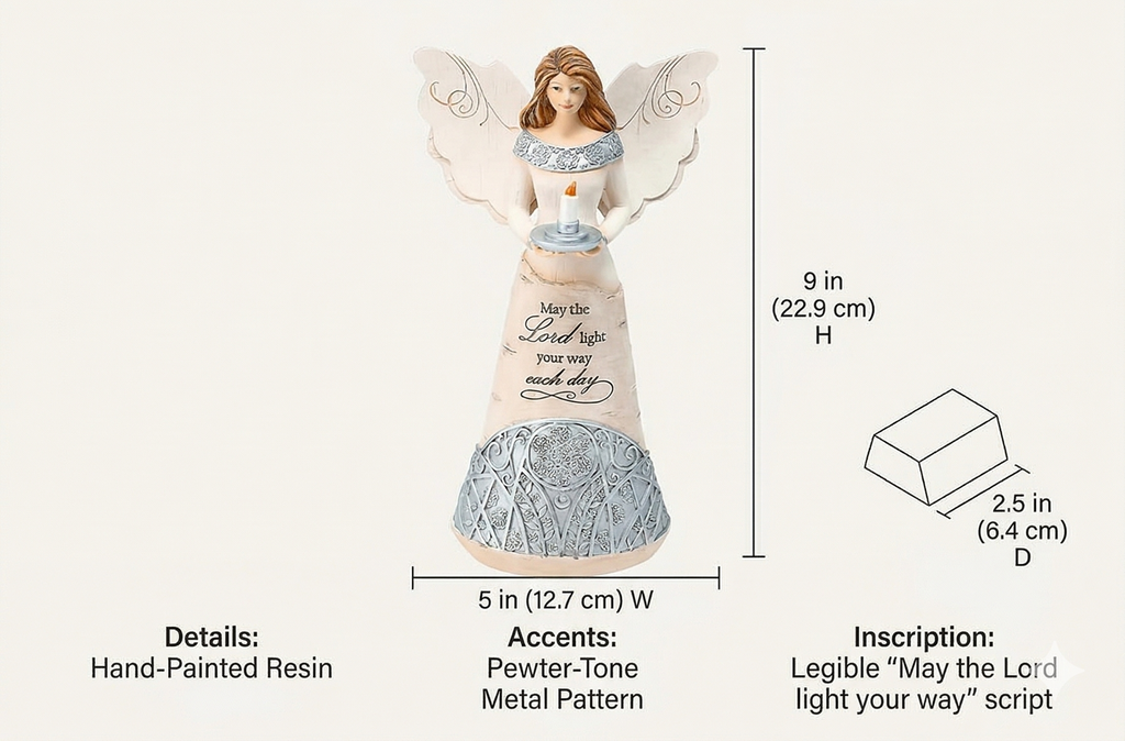 Pavilion Gift Company - Light - 9" Angel Holding a Candle