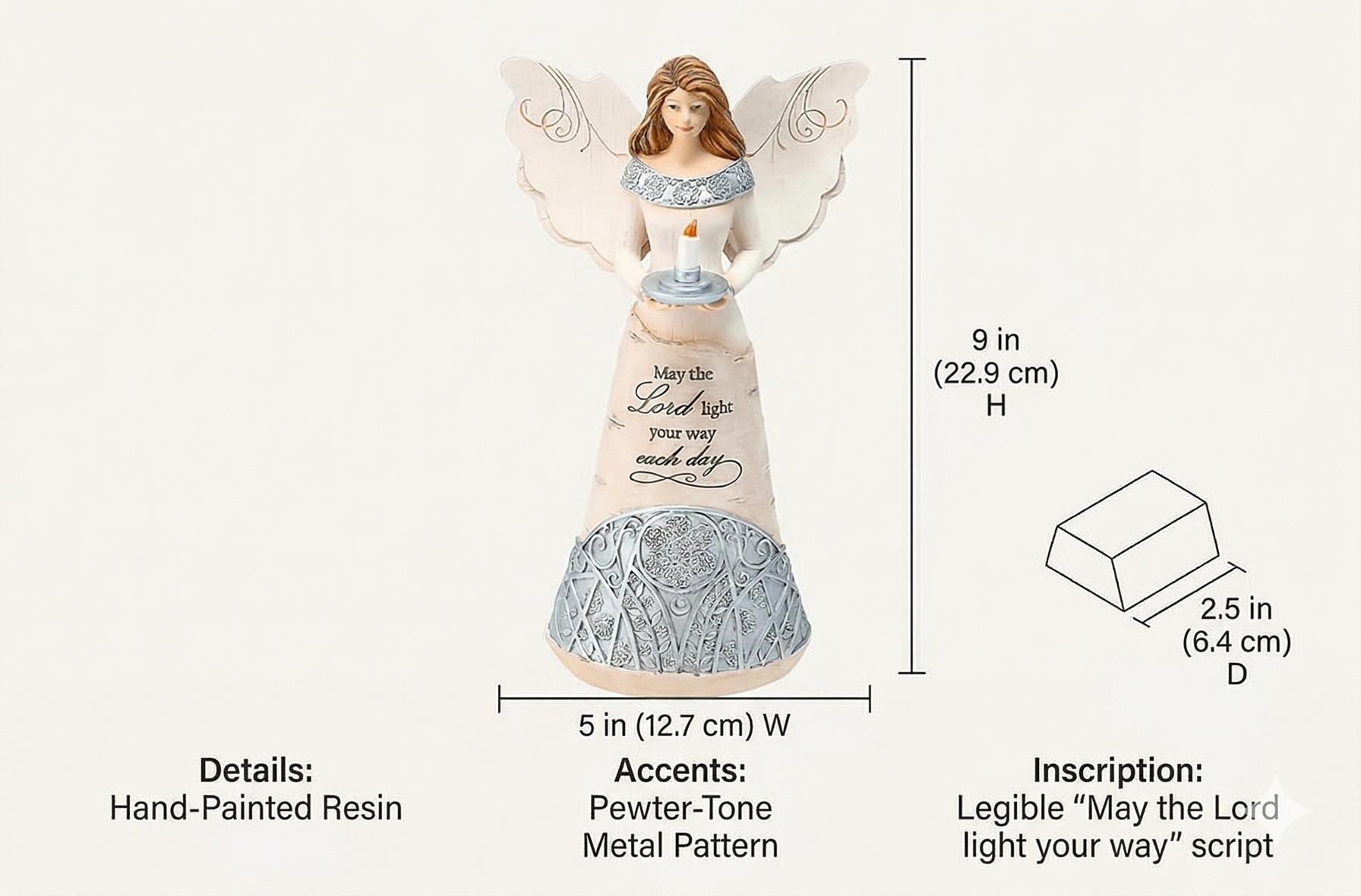 Pavilion Gift Company - Light - 9" Angel Holding a Candle