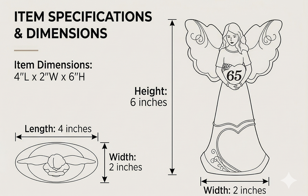 Pavilion Gift Company 65th Birthday - 6" Angel Holding a Heart, Beige