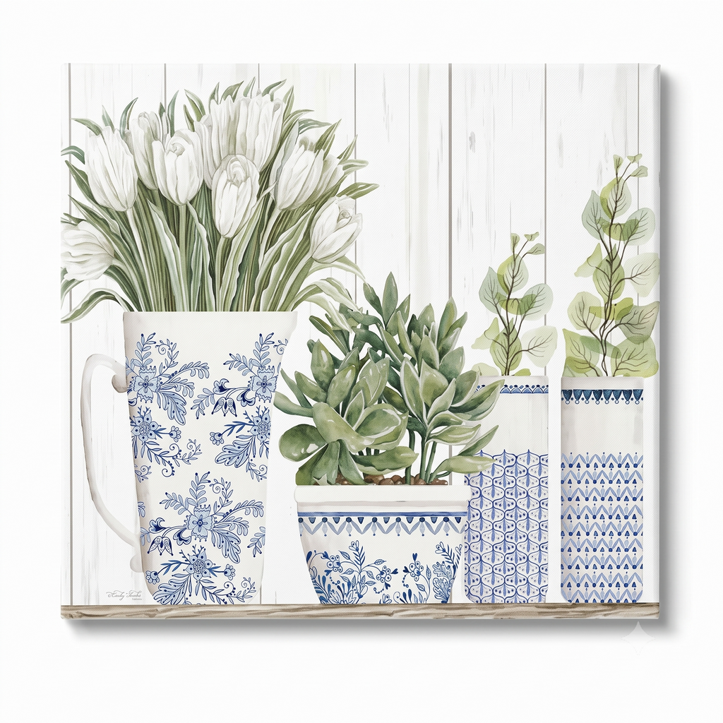 CounterArt Blue & White Pottery 3mm Tempered Glass Cutting Board 15” x 12” Manufactured in the USA Serving Board Charcuterie Board