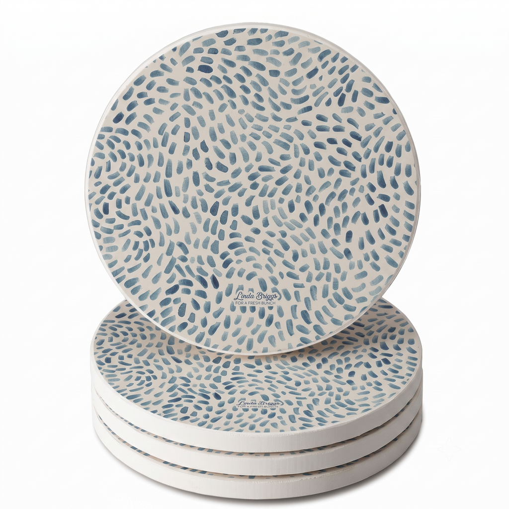 Thirstystone Drift Marks 4 Pack Absorbent Stone Coasters with Protective Cork Backing Manufactured in the USA Artistic Easily Wipes Clean