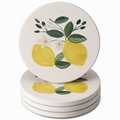 Thirstystone Lemon Blossom 4 Pack Absorbent Stone Coasters with Protective Cork Backing Manufactured in The USA Artistic Easily Wipes Clean
