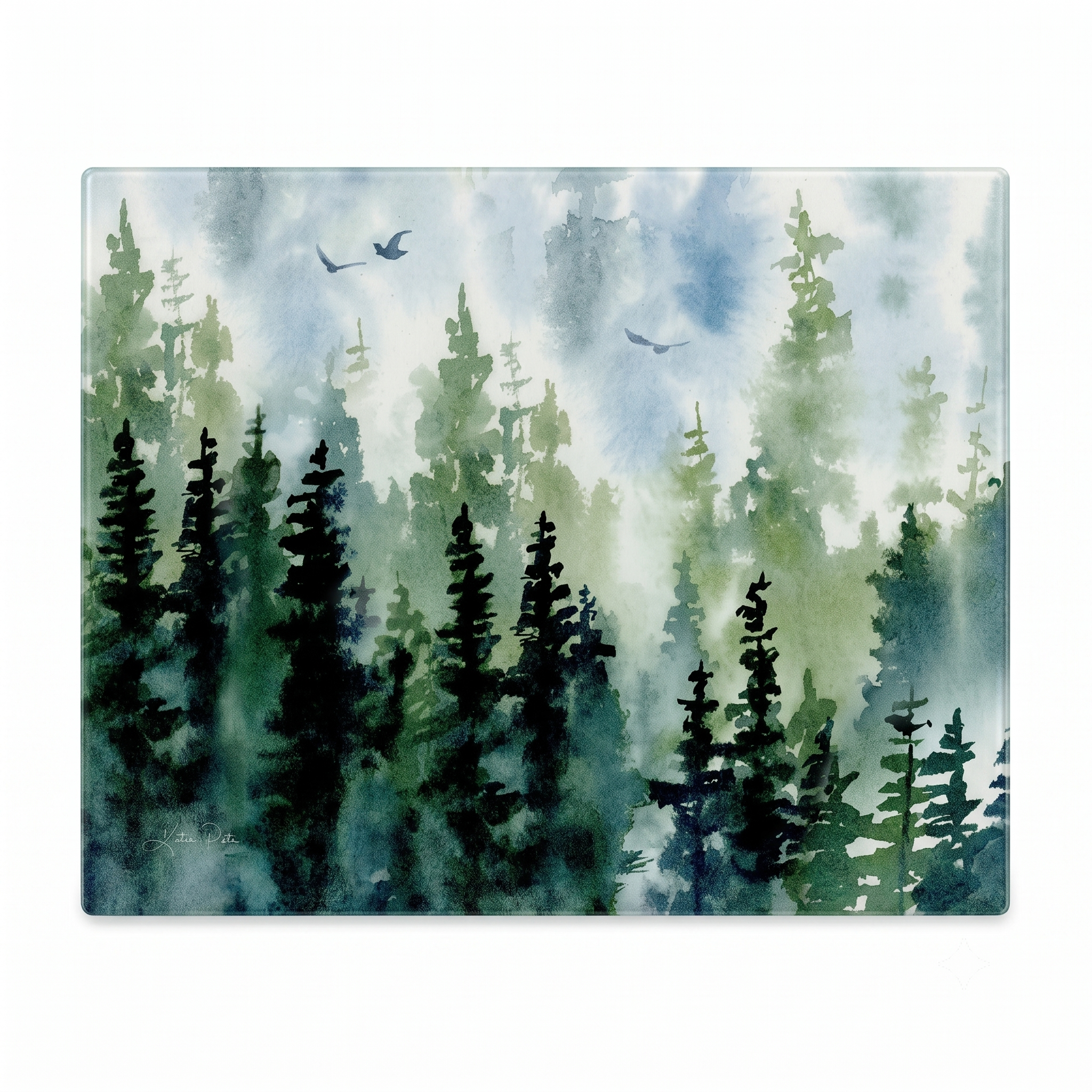 CounterArt Tree Line 3mm Tempered Glass Cutting Board 12" x 15" Serving Board Charcuterie Board
