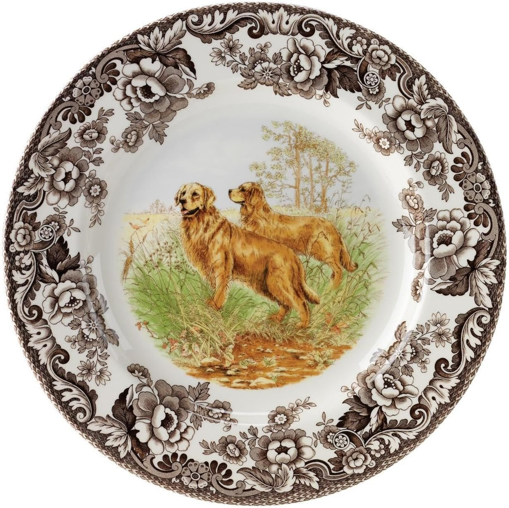 Spode Woodland Hunting Dogs Golden Retriever Salad Plate