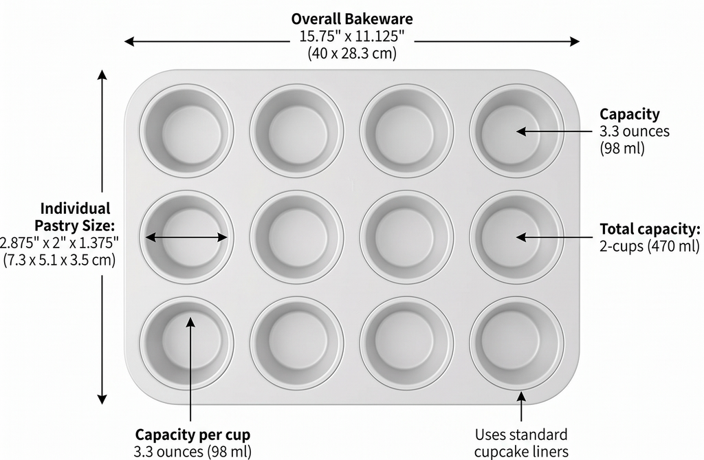 Fat Daddio's Anodized Aluminum Standard Muffin Pan, 11.2 x 15.8 Inch