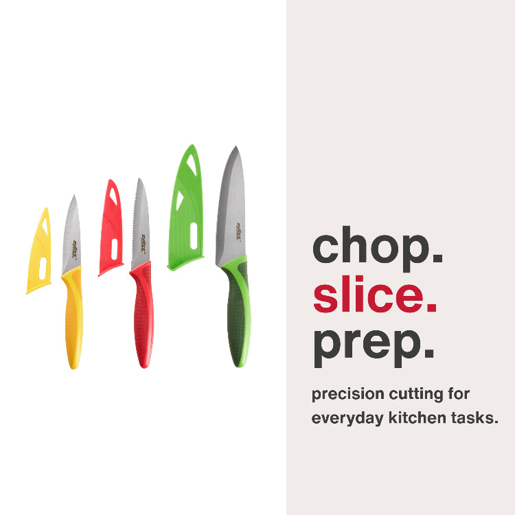 Zyliss 3 Piece Knife Value Set - Kitchen Knife Set - Kitchen Knife Set with Sheath Covers - Includes Paring, Serrated Paring & Utility Knives - Stainless Steel