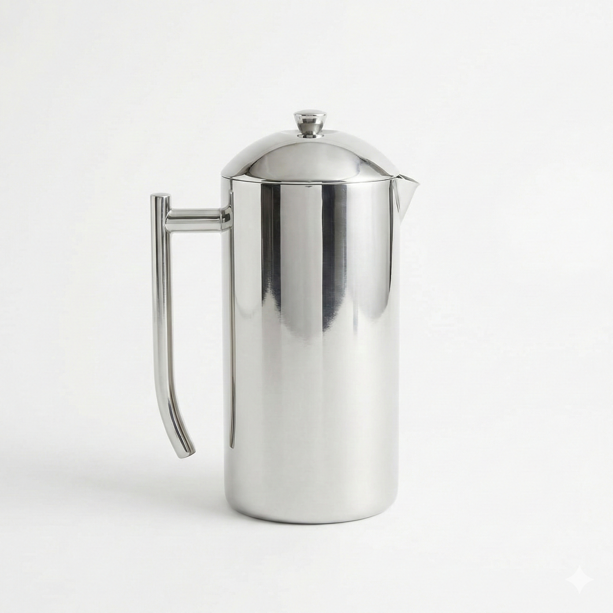 Frieling French Press Coffee Maker - 17 oz, Polished Stainless Steel - Double-Wall Insulated French Press & Cold Brew Pitcher for Camping & Travel - Manual Non-Plastic Coffee Maker