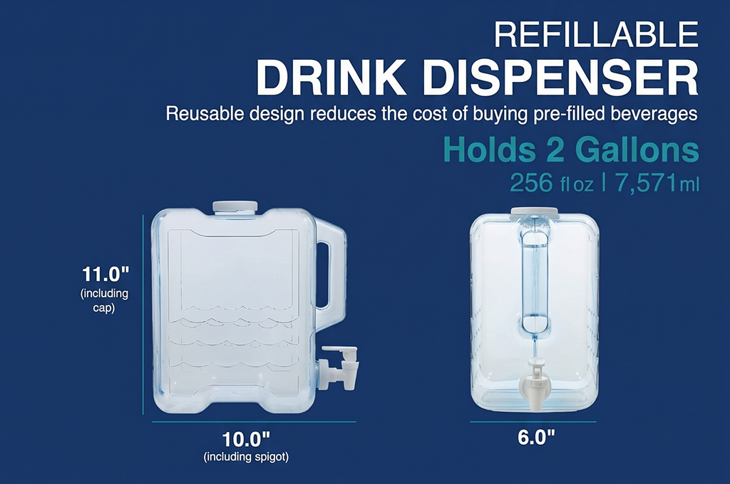 Arrow Home Products 2 Gallon Drink Dispenser for Fridge - Plastic Beverage Dispenser with Spigot for Easy Dispensing - BPA Free Plastic - Convenient Handle, Easy-Pour Spout