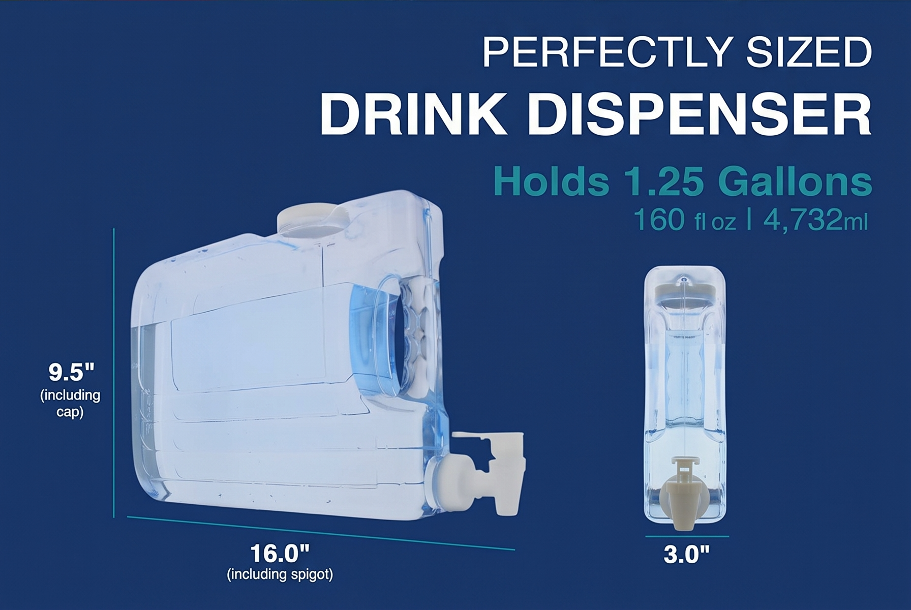 Arrow Home Products Oasis Drink Dispenser for Fridge, 1.25 Gallon - Plastic Beverage Dispenser with Spigot for Easy Dispensing - BPA Free Clear Plastic - Convenient Handle, Easy-Pour Spout