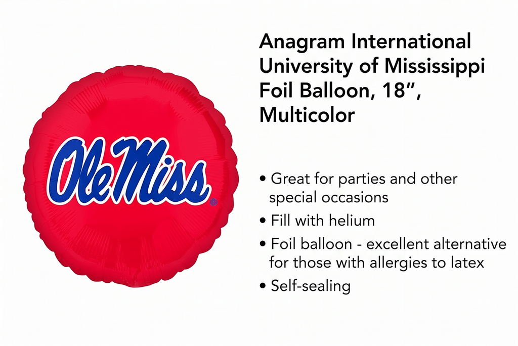 Anagram International University of Mississippi Foil Balloon, 18", Multicolor