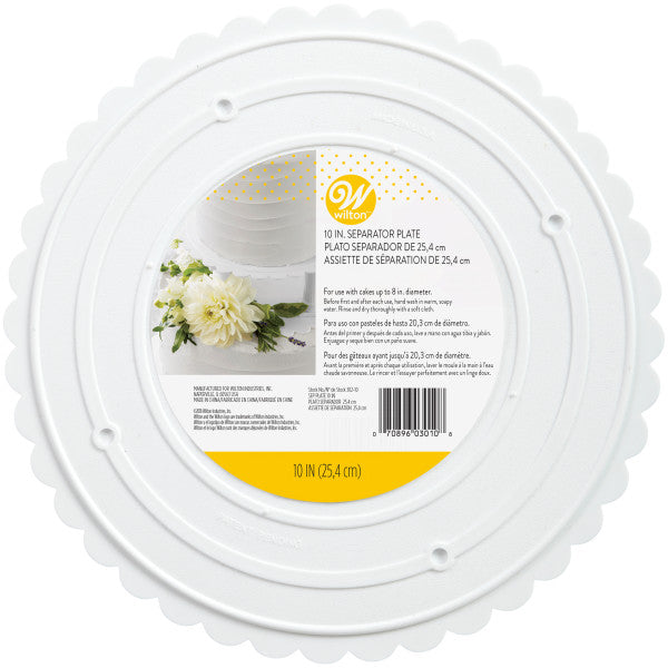 Wilton Decorator Preferred Separator Plate, Sturdy Cake Stacking Plate for Tiered Cakes & Wedding Cakes, 10 in, White