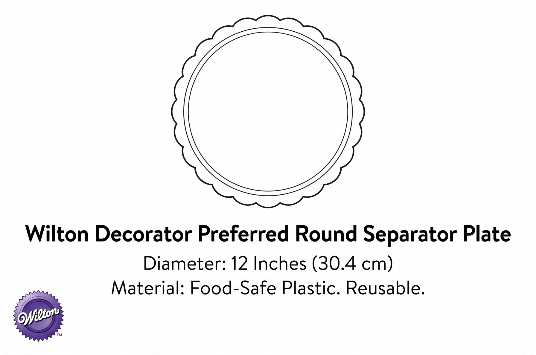 Wilton Decorator Preferred Round Separator Plate for Cakes, 12-Inch