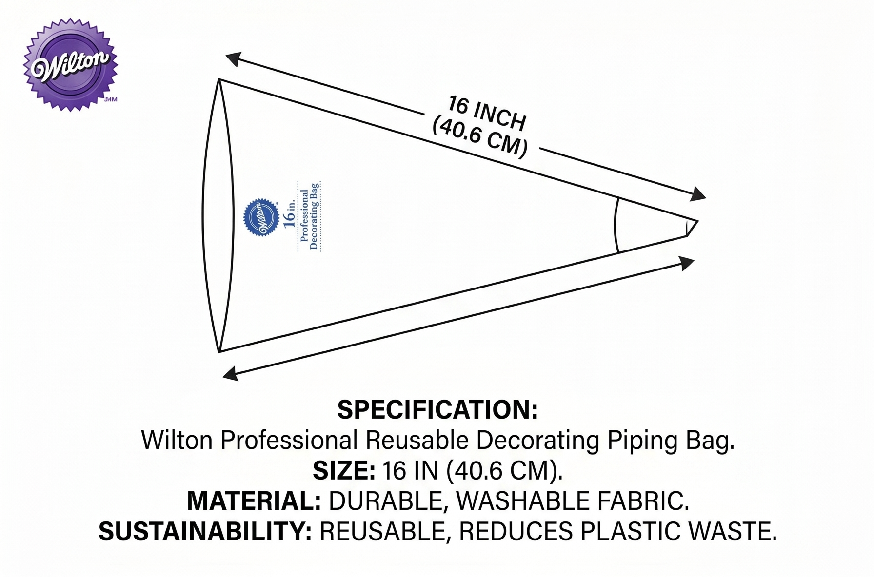 Wilton Professional Reusable Decorating Piping Bag, 16 Inch