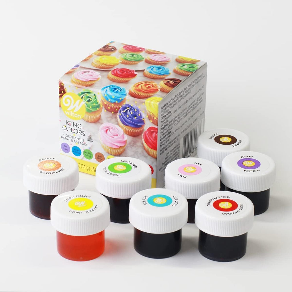 Wilton 8-Count Icing Colors for Cakes & Cupcakes, Gel-Based Colors for Frosting - Note that Packaging May Vary