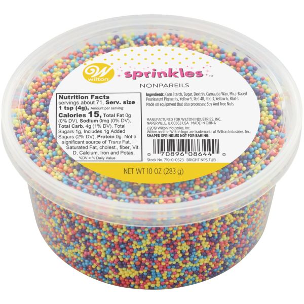 Wilton Sprinkles Bright Rainbow NonPareils , Large 10 Ounce Tub