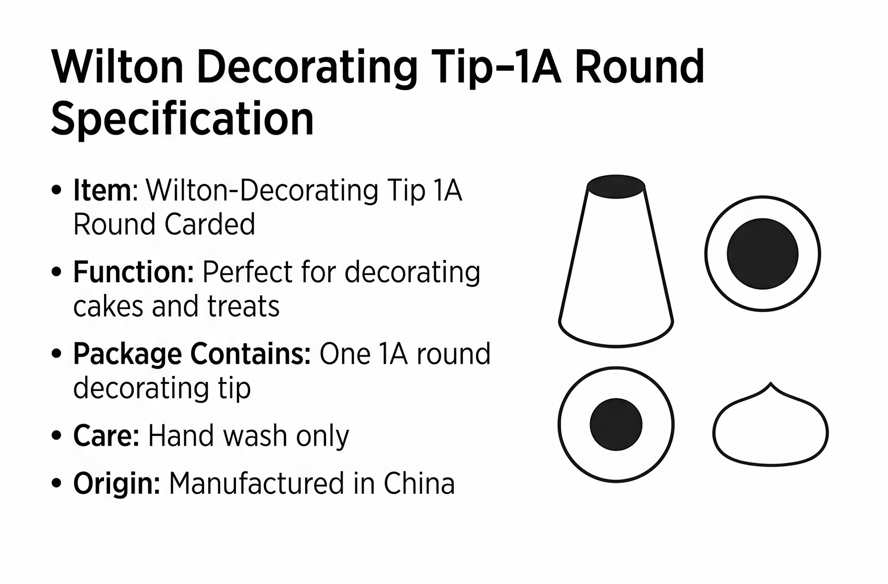 Wilton Decorating Tip-1A Round Carded, Package May Vary