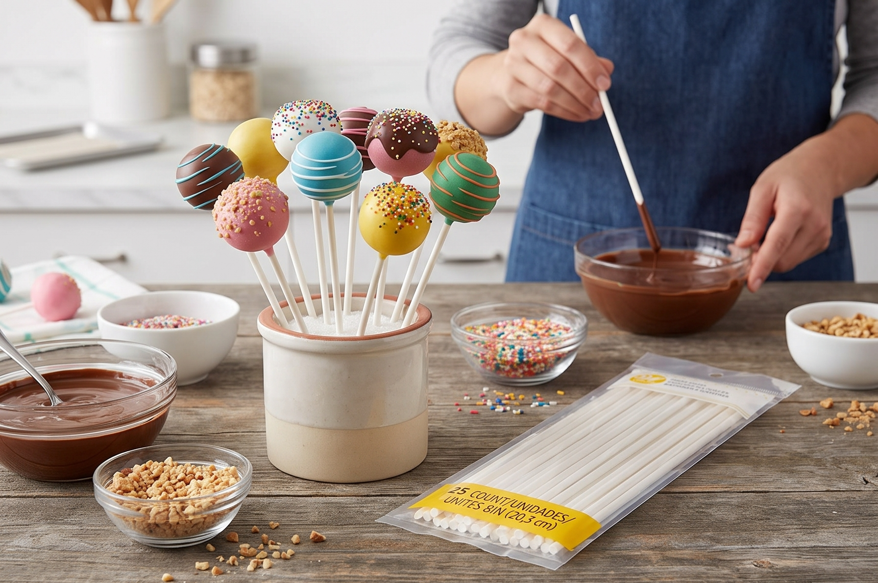 Wilton White Lollipop and Cake Pop Sticks, 8 Inch, 25 Count