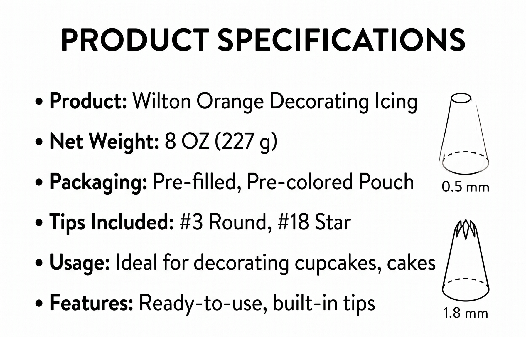 Food Items ICING POUCH W/TIPS ORANGE, us:one size