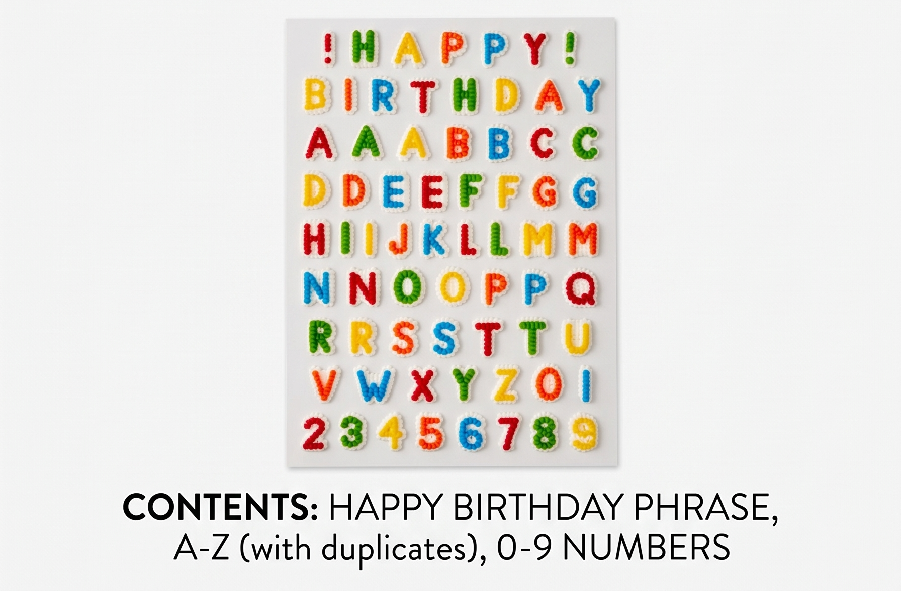 Wilton Happy Birthday Letters Cake Decorations, 68-Count Icing Letters & Numbers, Assorted Colors for Cakes, Cupcakes & Cookies, Made in USA