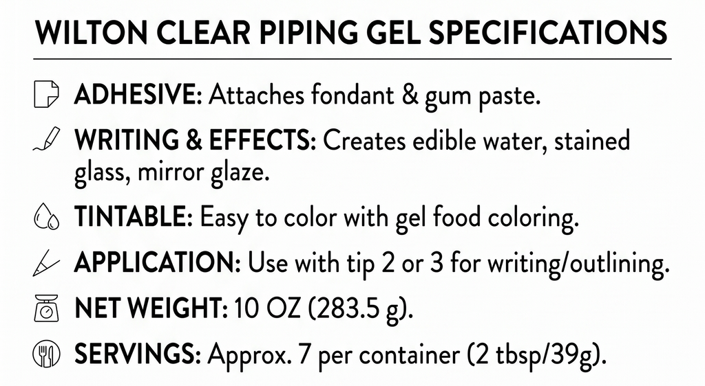 Wilton 704-9987 Clear Piping Gel 10 oz(283 oz), Packaging May Vary