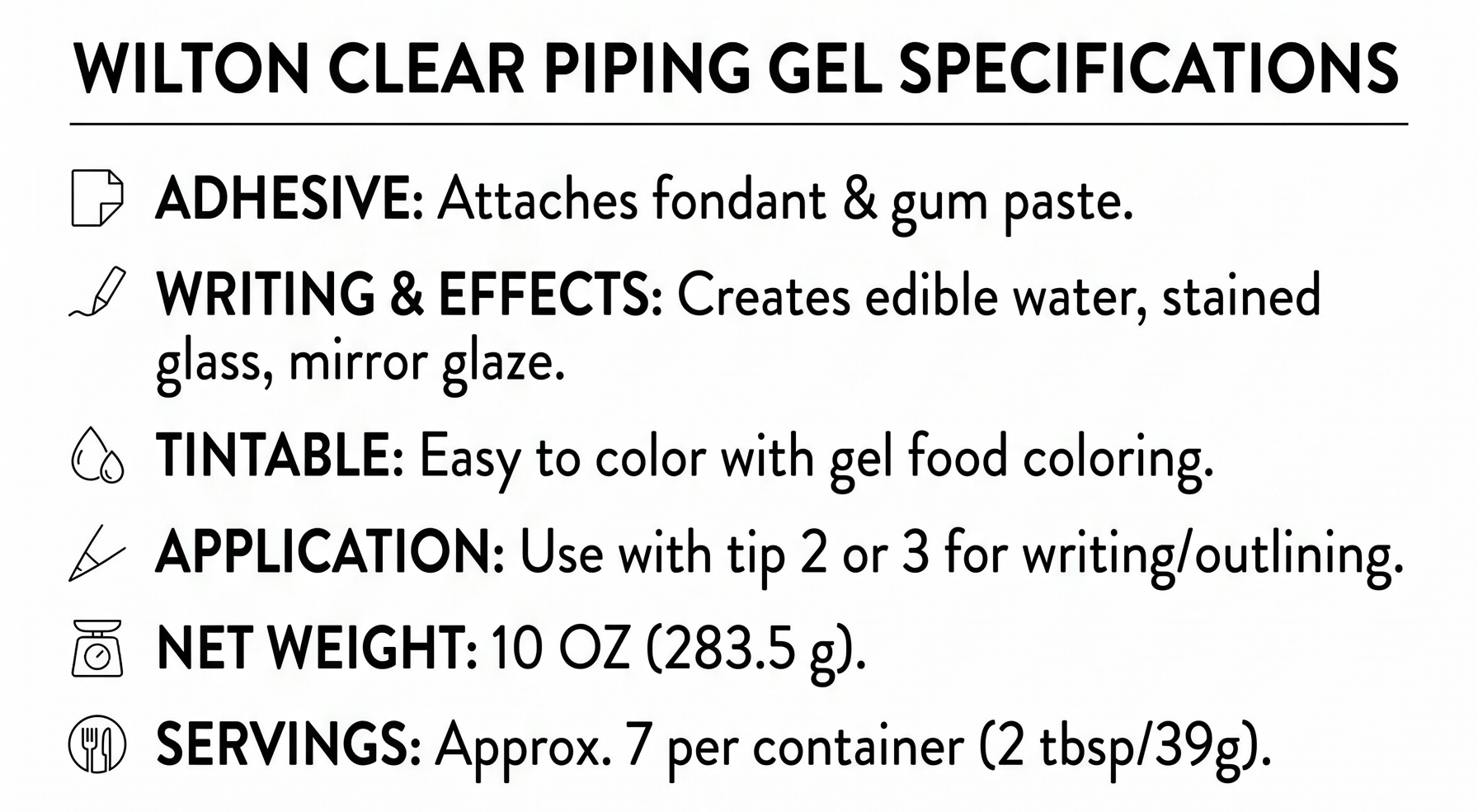 Wilton 704-9987 Clear Piping Gel 10 oz(283 oz), Packaging May Vary