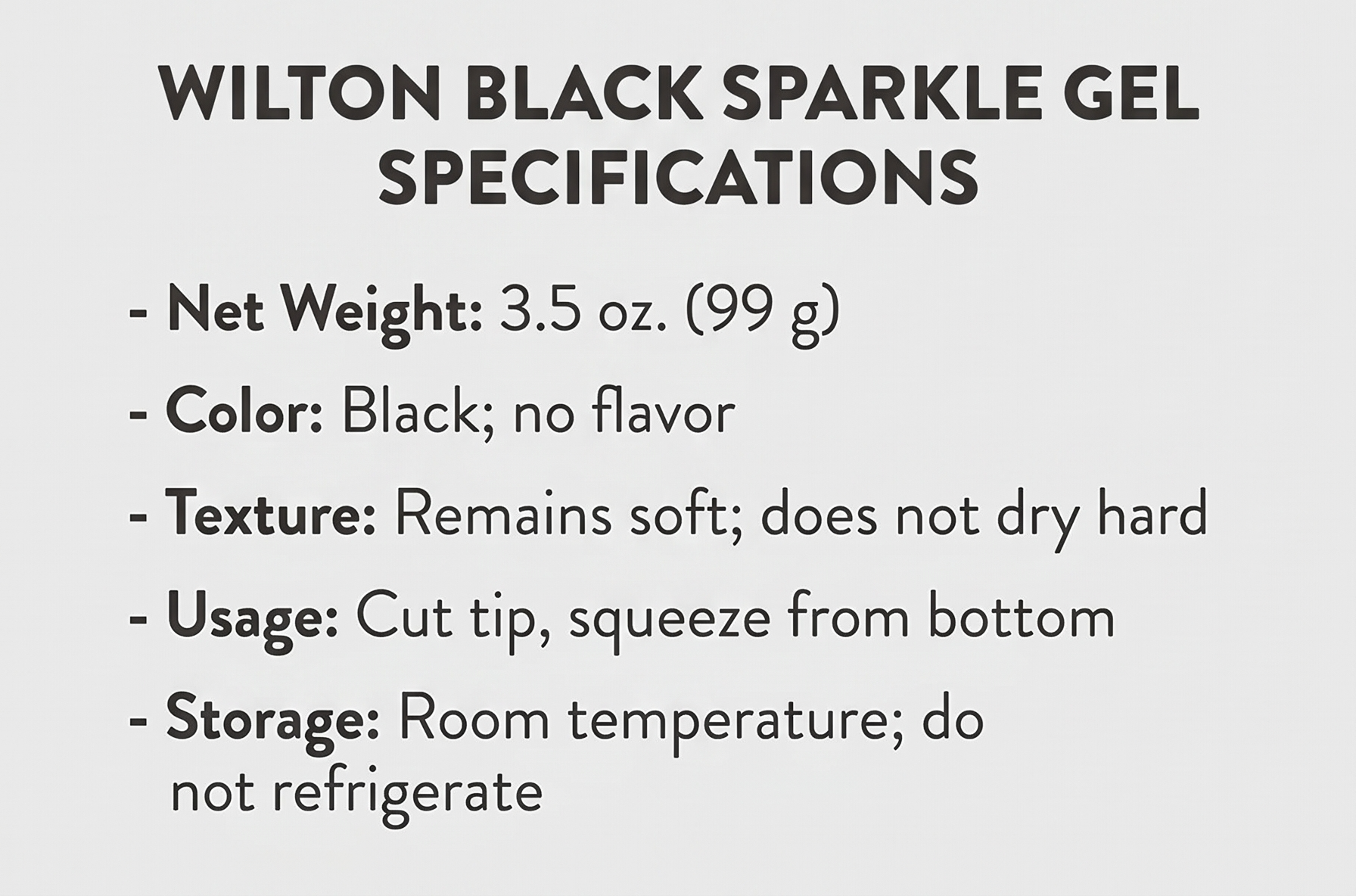 Wilton Black Sparkle Gel, 3.5 oz.