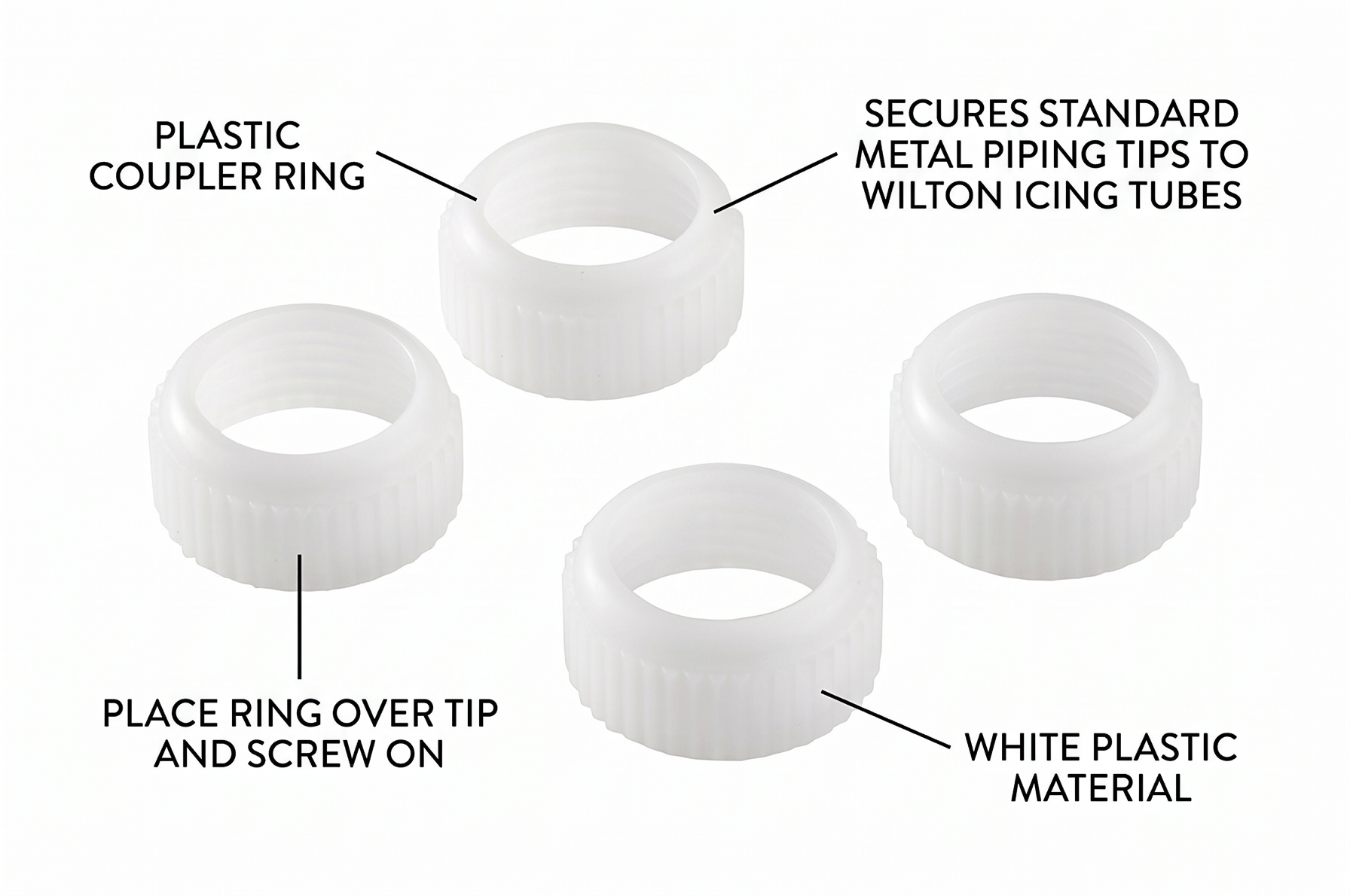 Wilton 4 Piece Decorating Tip Coupler Ring Set