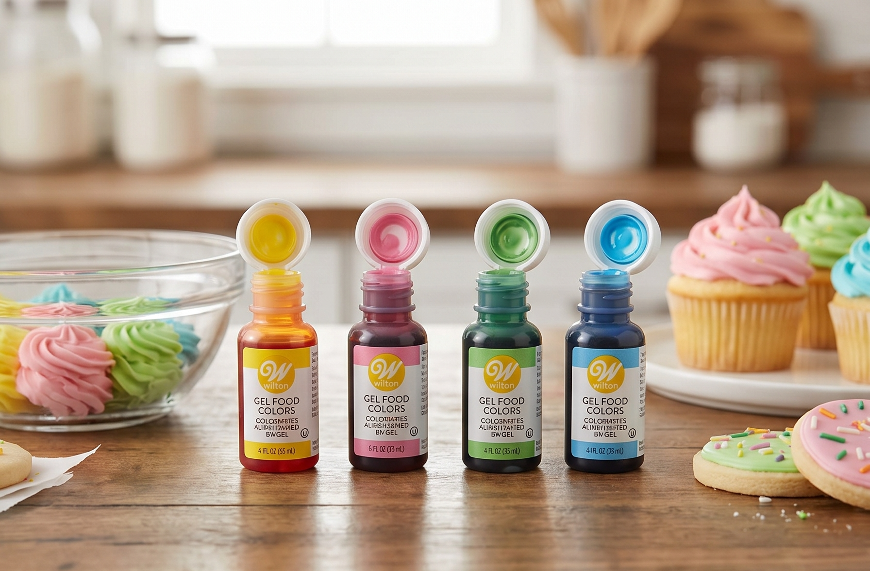 Wilton Gel Food Color Set, Primary, 0.3 Fl Oz, Pack of 4