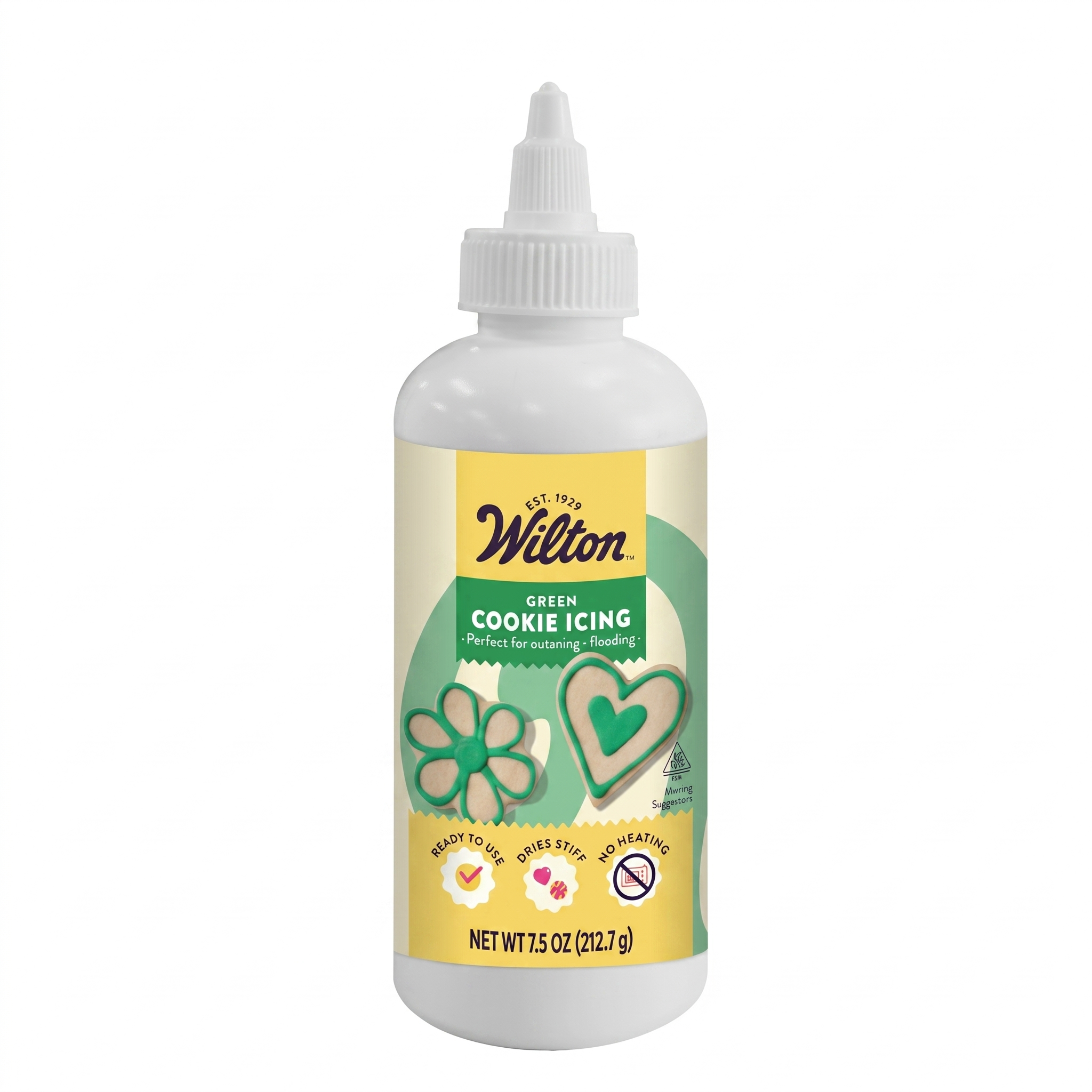 Wilton Cookie Icing, Quick-Setting, No Heating Needed Squeeze Bottle for Decorating Sugar Cookies & Holiday Treats, 7.5 oz., Green