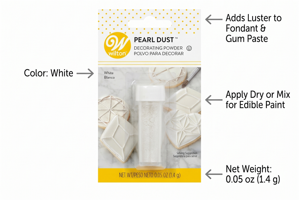 Wilton 703-1355 White Pearl Dust 0.05 Ounce (1.4 Grams)