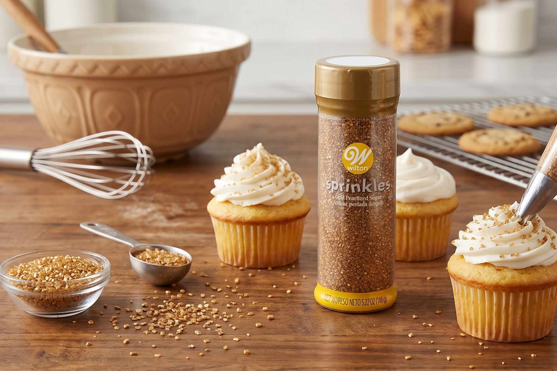 Wilton Pearlized Sugar Sprinkles for Cookie & Cake Decorating, 5.22 oz., Gold
