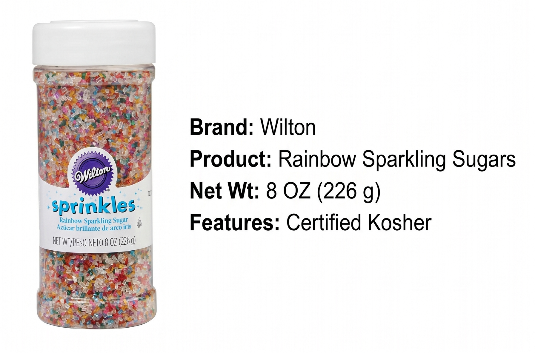 Wilton 710-991 Rainbow Sparkling Sugars, 8-Ounce