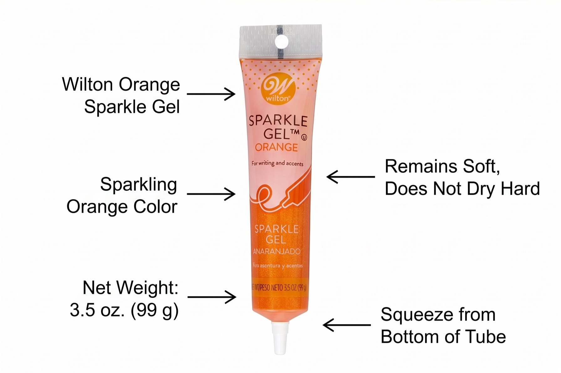 Wilton Orange Sparkle Gel