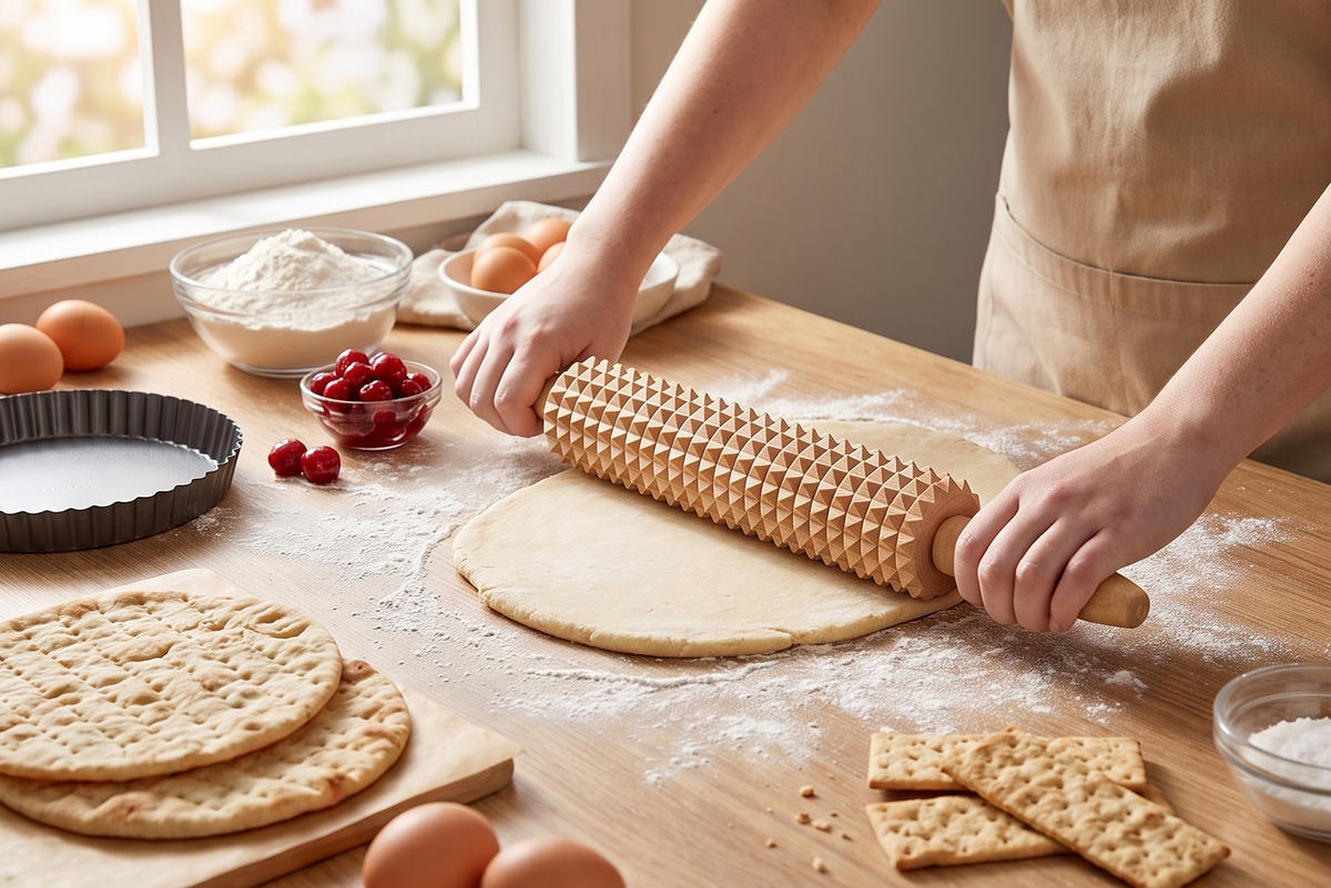 Linden Sweden Deep Notched Rolling Pin– Great for Home or Professional Use – Prepare Delicious Flatbreads and Crackers