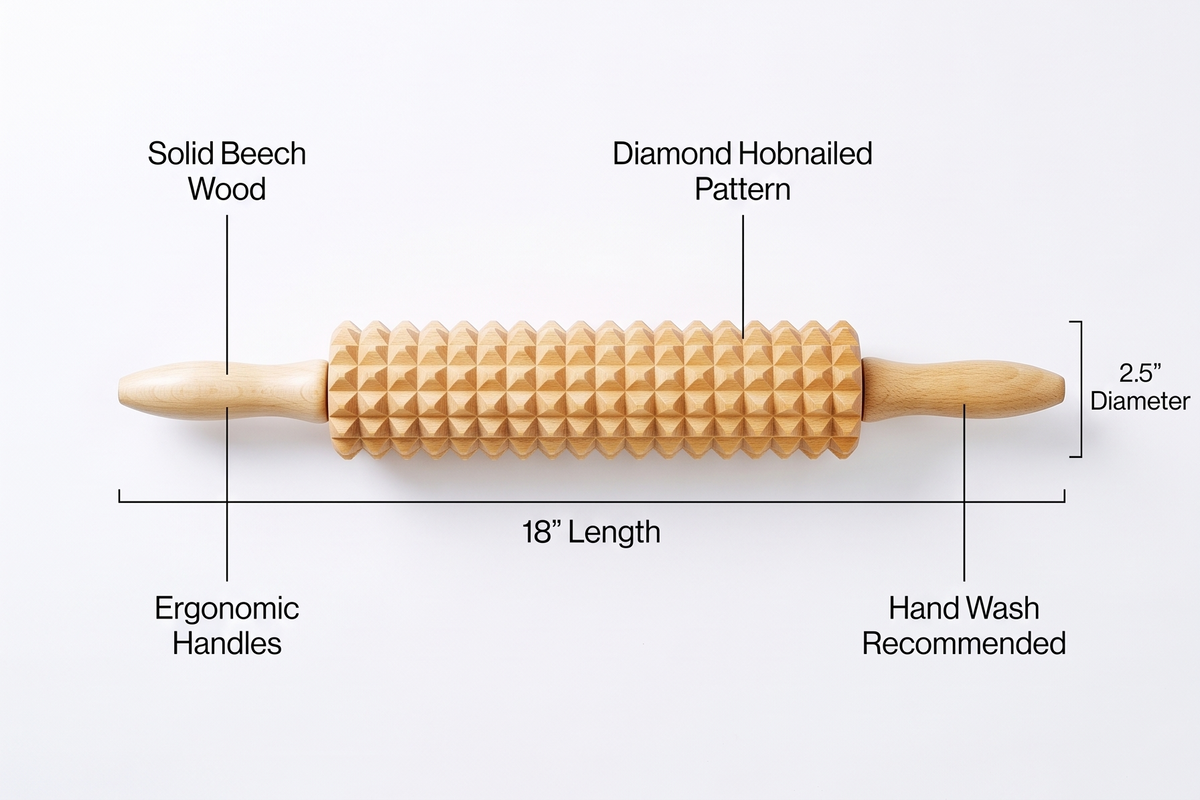 Linden Sweden Deep Notched Rolling Pin– Great for Home or Professional Use – Prepare Delicious Flatbreads and Crackers
