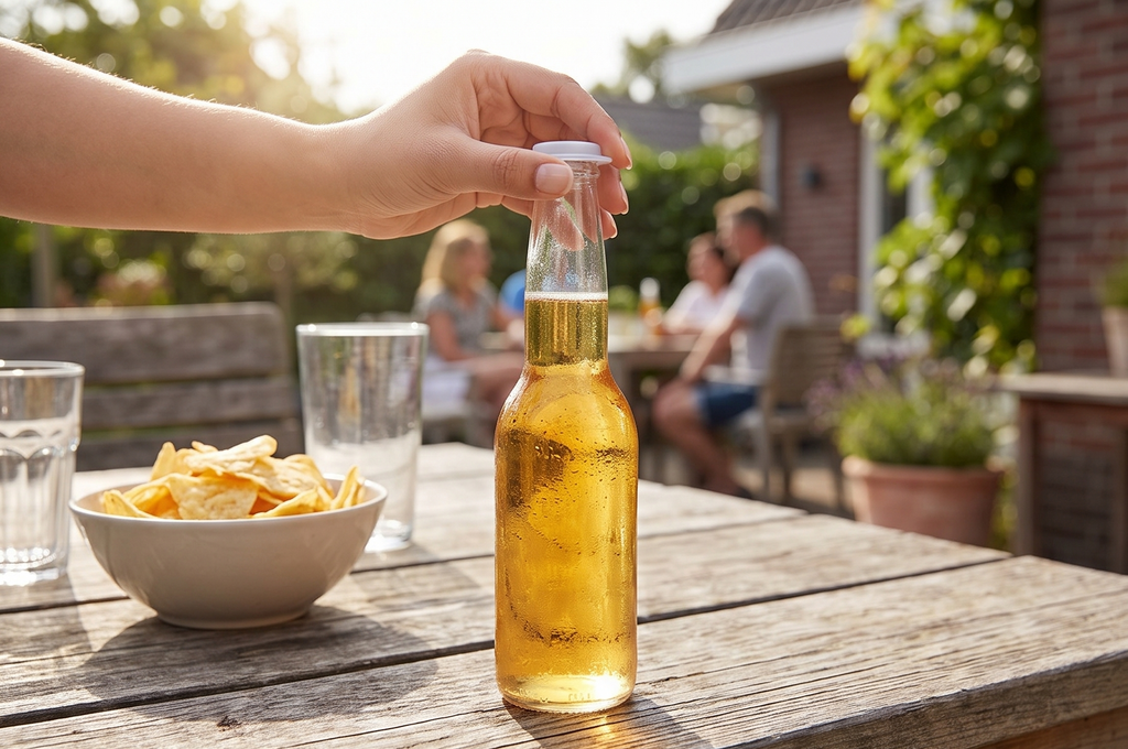 Linden Sweden Bottle Cap Covers - Reusable Plastic Soda and Beer Bottle Caps to Prevent Drink Spillage - Dishwasher Safe - Made In Sweden - Set of 10-3.25W x 6H Inches