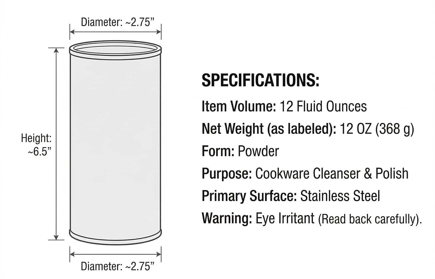 Bar Keeper's Friend COOKWARE CLEANER/POLISH 12 oz Can (2-pack)