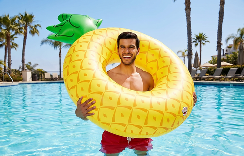 BigMouth Inc Giant Pineapple PooI FIoat, Fun InfIatable Fruit Floatie, Vinyl Summer Ring Tube for Swimming Pool, Patch Kit Included