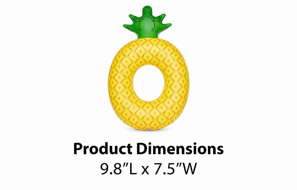 BigMouth Inc Giant Pineapple PooI FIoat, Fun InfIatable Fruit Floatie, Vinyl Summer Ring Tube for Swimming Pool, Patch Kit Included