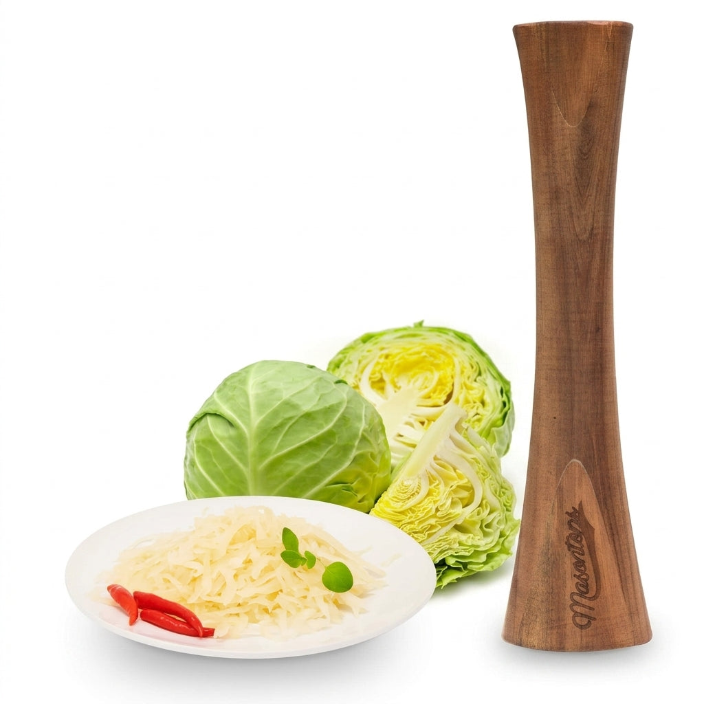 Masontops Pickle Packer - Acacia Wood Vegetable Fermentation Tamper - Cabbage Sauerkraut Pounder - Fermenting Food Tool