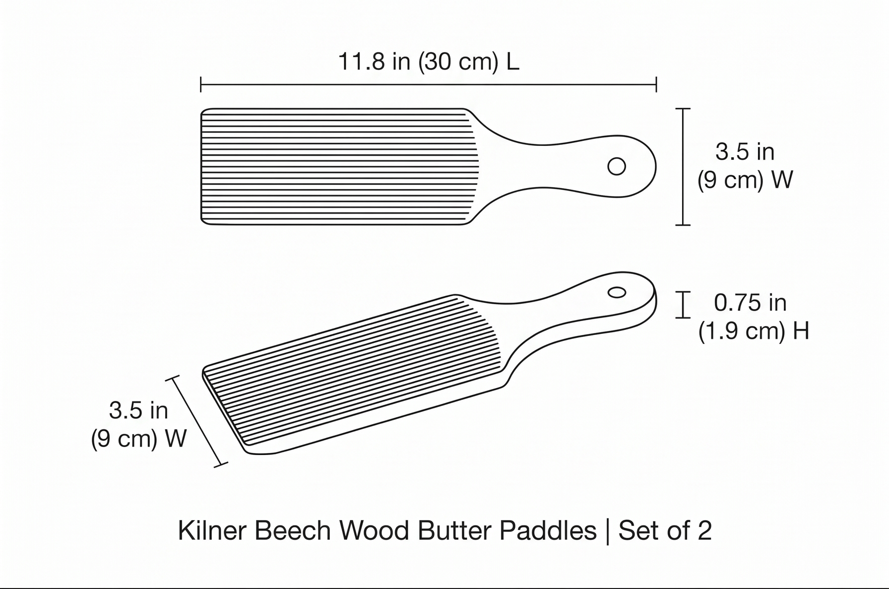 Kilner Beech Wood Butter Paddles | Set of 2