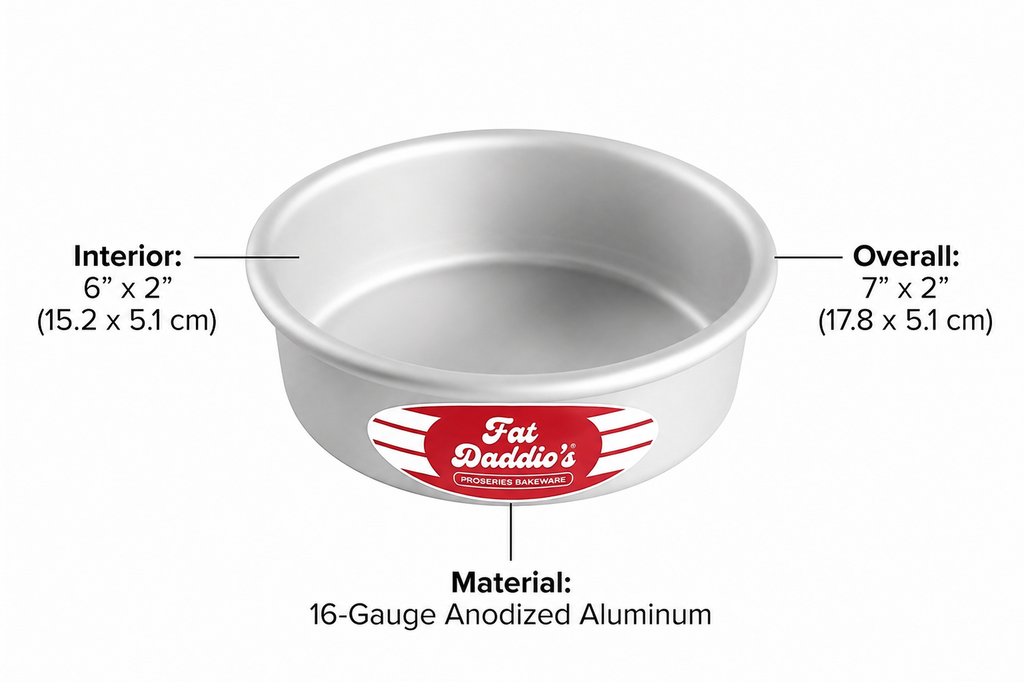 Fat Daddio's Round Cake Pan, 6 x 2 Inch, Silver