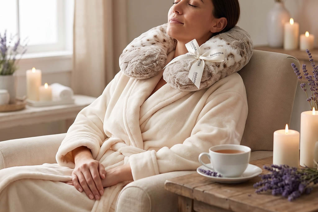Sonoma Lavender Luxury Lavender Heatable/Chillable Neck Pillow, Microwaveable for Neck and Shoulders with Removable Washable Covers, Great for Relaxation and Pain Relief (Arctic Circle)