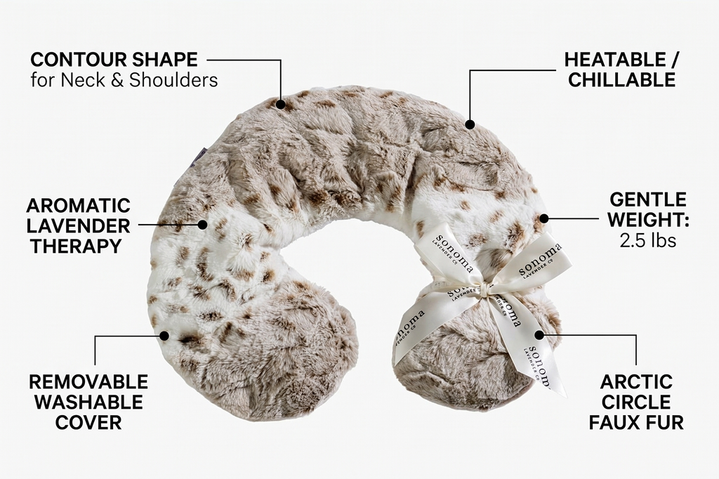 Sonoma Lavender Luxury Lavender Heatable/Chillable Neck Pillow, Microwaveable for Neck and Shoulders with Removable Washable Covers, Great for Relaxation and Pain Relief (Arctic Circle)