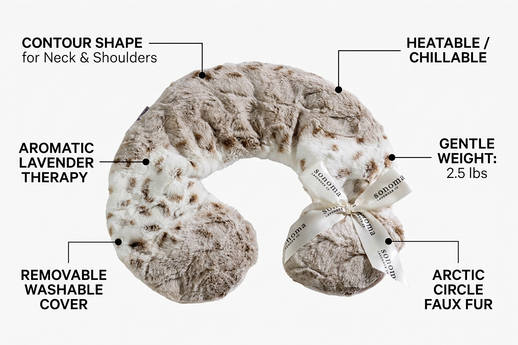 Sonoma Lavender Luxury Lavender Heatable/Chillable Neck Pillow, Microwaveable for Neck and Shoulders with Removable Washable Covers, Great for Relaxation and Pain Relief (Arctic Circle)