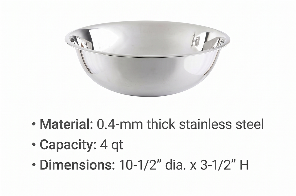 Tablecraft 4 qt Stainless Steel Mixing Bowl
