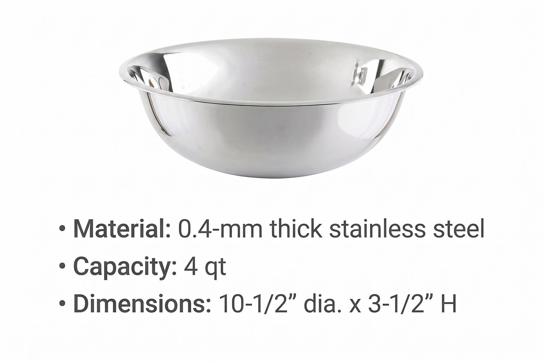 Tablecraft 4 qt Stainless Steel Mixing Bowl