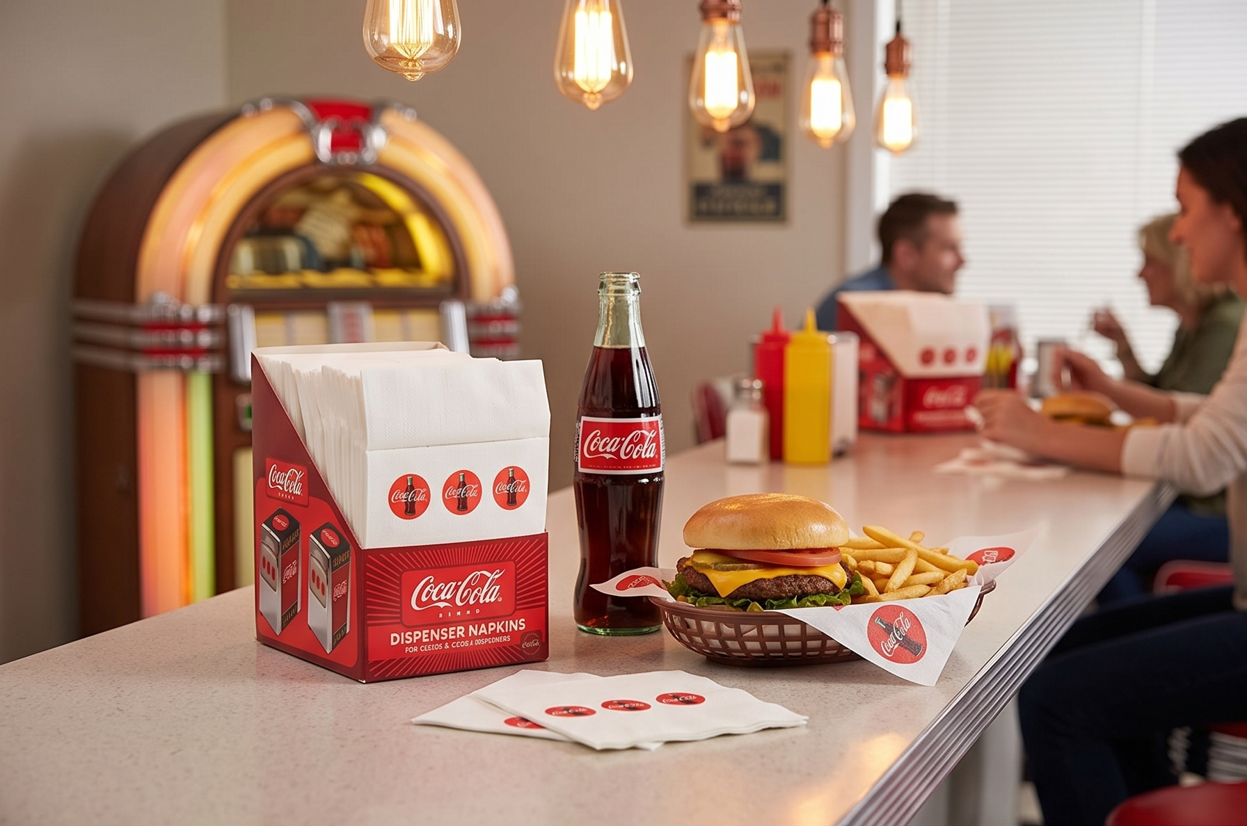 Tablecraft CC326 Coca-Cola Napkins (100 Pack), Half, Red