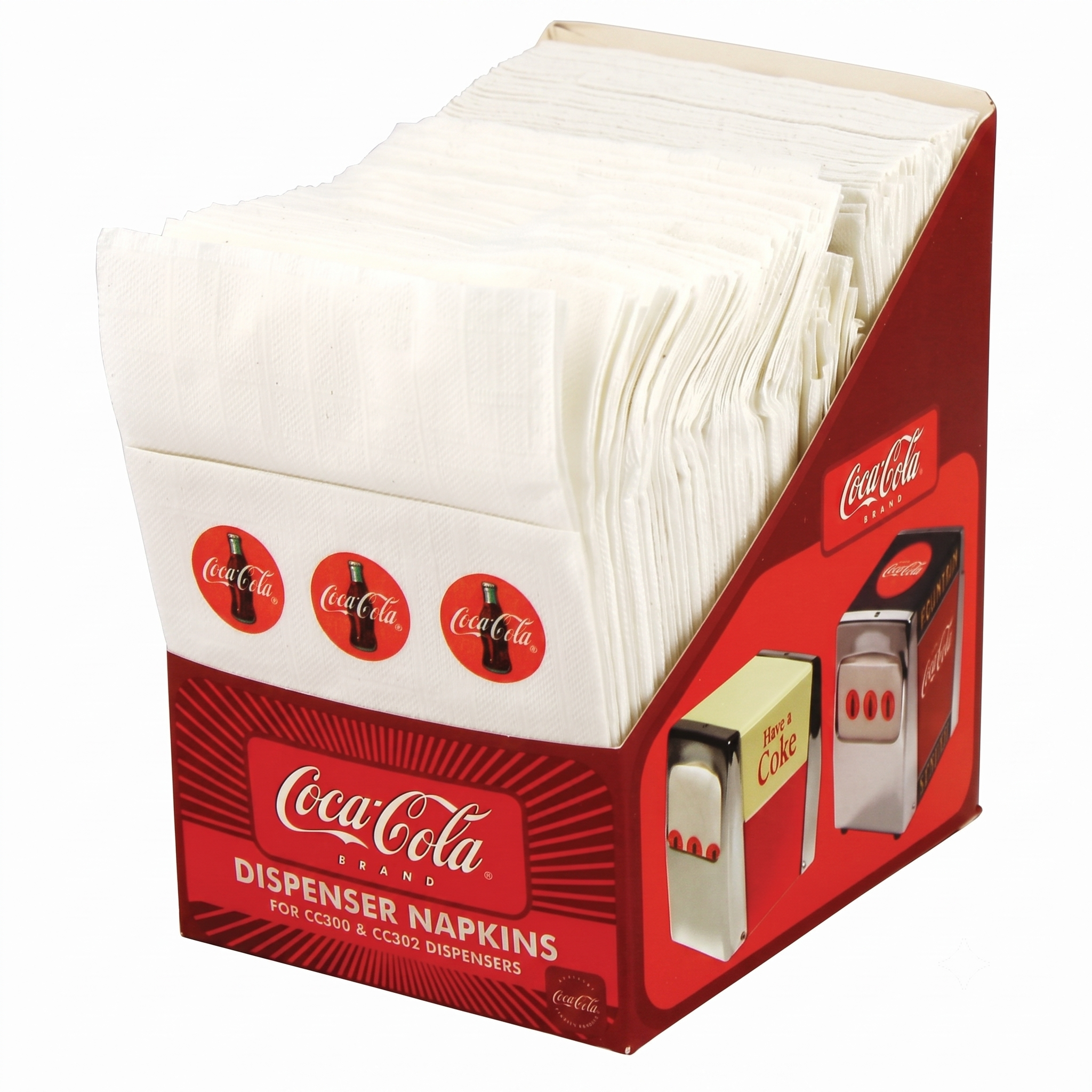 Tablecraft CC326 Coca-Cola Napkins (100 Pack), Half, Red